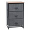 Modern Side Table Nightstand Storage Dresser Chest with 3 Fabric Removable Drawers and Metal Frame